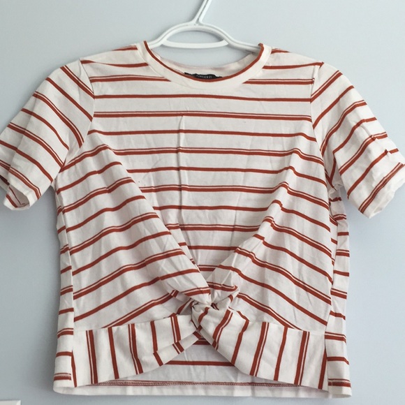 stripped shirt orange on white. tied at the bottom - Picture 1 of 2